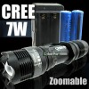 ZOOMABLE 7W CREE LED Flashlight Torch +2x 18650+Charger 