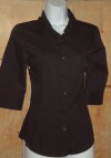 * TOPSHOP * FITTED BLACK 3/4 SLEEVE BLOUSE TOP UK 12 