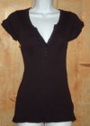 * NEW LOOK * BLACK S/S STRETCH RIBBED T-SHIRT TOP UK 12 