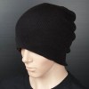 C001 LONG WINTER Thick Beanie Hat / Black 