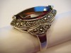 Vintage Silver Garnet Marcasite Ring 925,Design Sz 6.5 