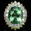 FABULOUS! TOP GREEN TOURMALINE SAPPHIRE 925 SILVER RING 