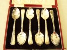 Mi44 JAMES WALKER 6 BOXED SILVER PLATED TEA SPOON DECO 