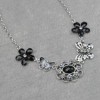  Silver CZ Crystal Butterfly Flora  Necklace ax2614 