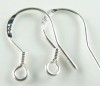 Free Ship 50pcs Silver earring Hooks15mm 