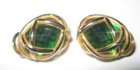 JOAN RIVERS Collection GREEN Glass Crystal QVC EARRINGS 