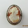 ANTIQUE 10K Y GOLD FILIGREE HIGH RELIEF CAMEO BROOCH 