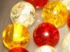 8mm Red/Yellow Amber Round Beads 16