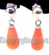 AAA+ 6*12MM Drop Pink natural coral earring S925-ear249 