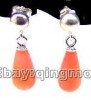 AAA+ 6*12MM Drop Pink natural coral earring S925-ear249 