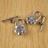 10sets tibetan silver plum flower charm findings h1596 