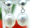 8-9mm White Drop pearl earring S925 stude/dangle -7410 