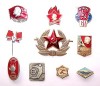 SOVIET RUSSIAN USSR PINS LOT LENIN AND OTHER - 10 pcs. 