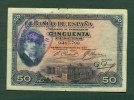 F.C. 50 PTS DE 1927. SIN SERIE. B/C-. RESELLO EN TINTA. 