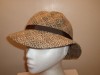 WARM GREEN & BROWN KNITTED ROUND COUNTY BUCKET HAT 56CM 