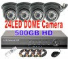 H.264 Net DVR 500G CCTV DOME CCD Camera Security System 