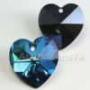 6 pcs 10mm 6202 Swarovski  Heart Crystal Bermuda Blue 