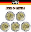 2 euros x 5 CECAS ALEMANIA 2010 Bremen - Sin Circular