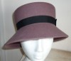 PINKY LILAC-WOOL FELT  FORMAL HAT - BLACK TRIM 