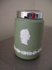 WEDGWOOD GREEN JASPER WARE TABLE LIGHTER GREEK HEAD  