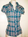 Womens H&M Jade/Blue/Green Checked Tartan Shirt-10 uk 