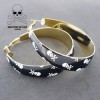 Ladies Skull Print black RING arring earrings LM206 