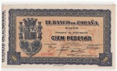 BILLETE CIEN PESETAS . EL BANCO DE ESPAÑA GIJON  1937