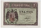 BILLETE UNA PESETA . BANCO DE ESPAÑA DE BURGOS 1938