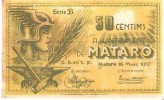 BILLETE LOCAL 50 CTS AJUNTAMENT DE MATARÓ 1937      