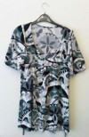 80s PATTERNED DRESS SIZE 14 70s GREEN GREY LONG SLEEVES 