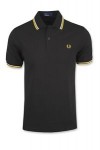 Twin Tipped Fred Perry Black Cotton Polo Shirt Medium 