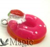 10 Lucite Charms,Strawberry Doughnuts Beads,Pendants 