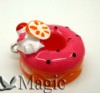 10 Lucite Charms,Orange Doughnut Beads,Pendant Findings 