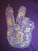 Lucky Brand T-Shirt Peace Hand Large Purple Embroidered 