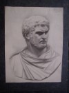 SPANISH SCHOOL 19thC - SIGNED STUDY BUST ROMAN EMPEROR 