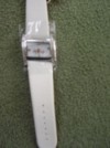 MISS SIXTY SILVERTONE/CRYSTAL WHITE LEATHER STRAP WATCH 