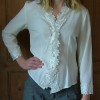 STUNNING VINTAGE OVERSIZED GRANNY BLOUSE WITH LACE TRIM 