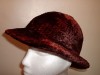 SHINY BROWN ROUND CHENILLE BUCKET / TRILBY HAT 56CM 