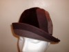 BROWN FLUFFY & FELT PATCHWORK ROUND CLOCHE STYLE HAT 54 