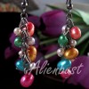 STRIKING COLOURFUL PEARL CHANDELIER DROP EARRINGS NEW 