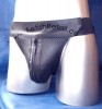 Leather Jockstrap Perforated Zip - L - Fetish / Gay 