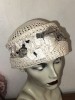 VINTAGE HAT 196O's IVORY CLOCHE 