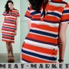 vtg SPACE AGE striped STEWARDESS day MOD dress 60s M/L 