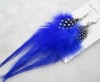 New  Dangle Eardrop Genuine feathers Earrings Blue 