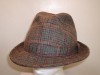 GREEN ORANGE RED CHECK COUNTRY TRILBY HAT SIZE 61 7 1/2 