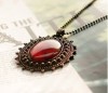 Vintage Retro Amber Bronzen Pendant Necklace Perfect 