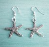 NEW Vintage Silver Starfish Earrings 925 Sterling Hooks 