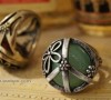 Green Flower Round Korean Retro Ring Size 7 Z384 