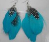 lady Fashionable blue Feather Handmade Dangle Earrings 