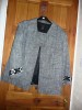  ANN CARSON GREY/BLACK JEWEL DETAIL JACKET  SIZE 20/22 